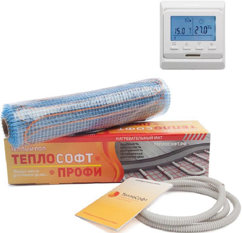 Изображение товара Нагревательный мат для теплого пола Теплософт 8 м2 1200 Вт с цифровым терморегулятором