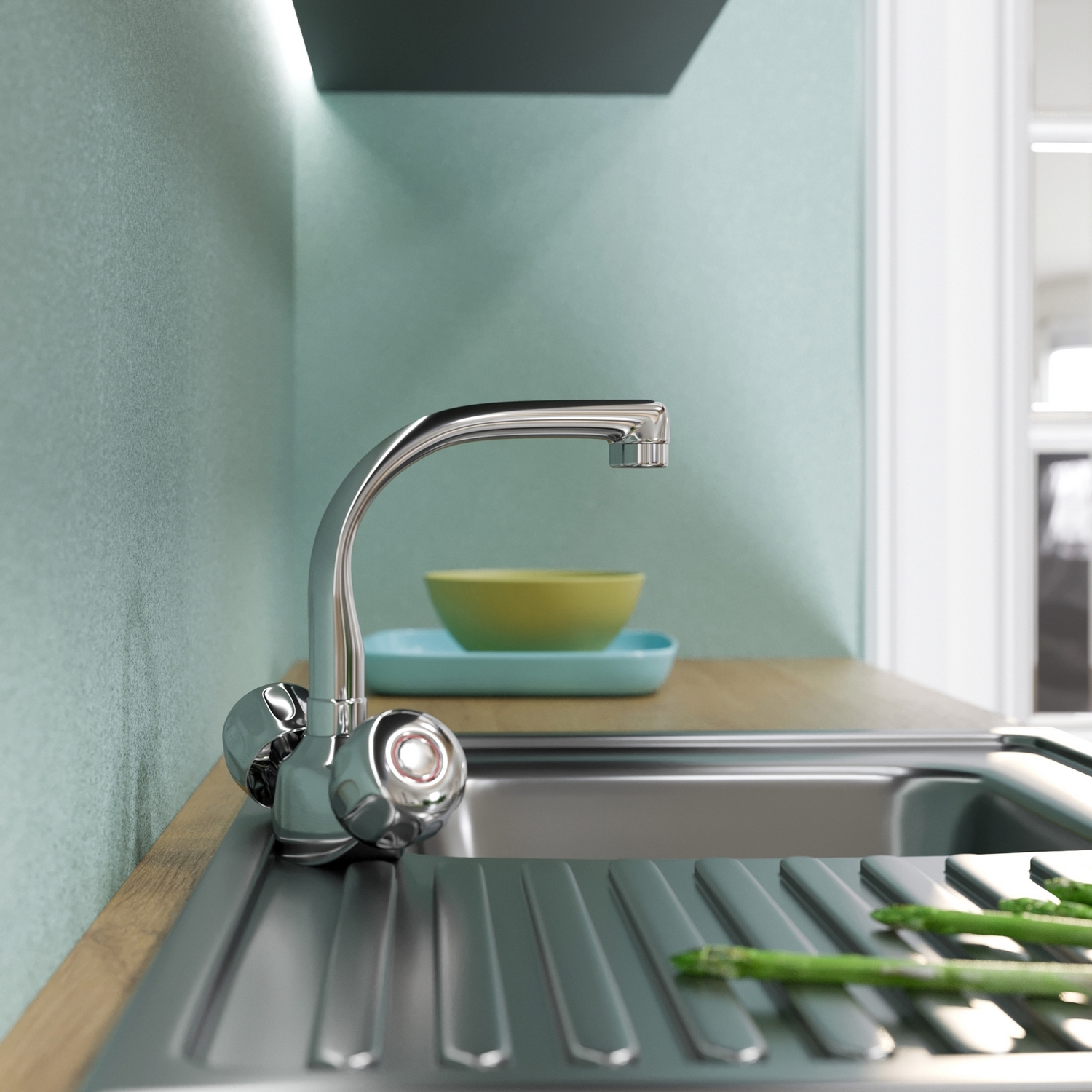 Изображение товара Смеситель MIXLINE ML02-031 для кухни, двухвентильный, серый