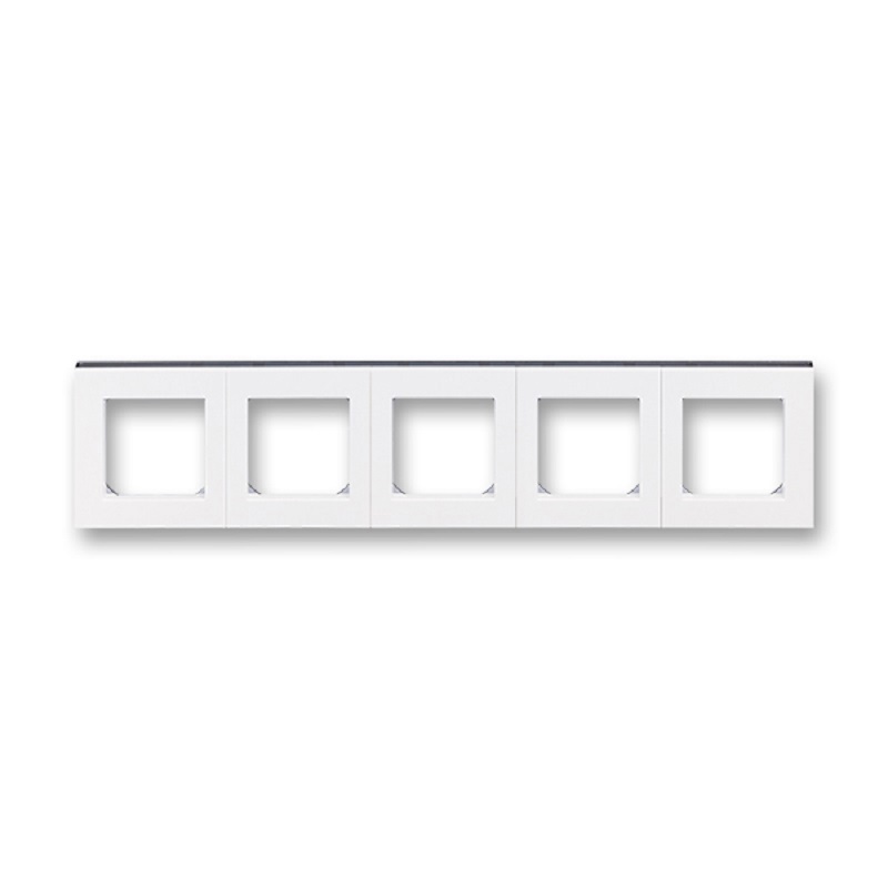 Изображение товара Рамка для розеток и выключателей ABB Levit 5 постов цвет белый/дымчатый черный