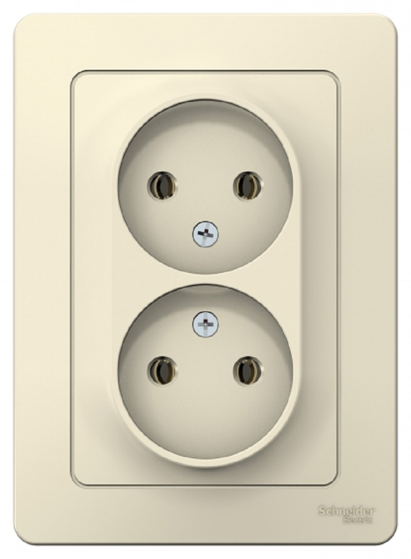 Изображение товара Розетка двойная встраиваемая Schneider Electric Blanca без заземления цвет молочный 1 шт
