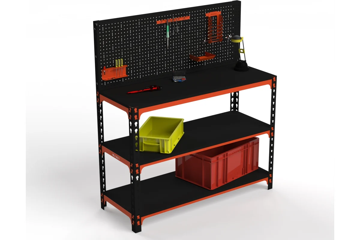 Изображение товара Стол-верстак Metalex 111099 с перфопанелью и аксессуарами 950x1800 мм