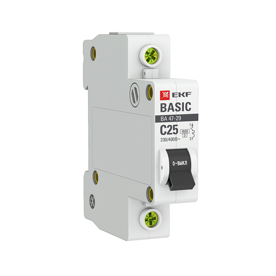 Изображение товара Автоматический выключатель EKF Basic mcb4729-1-25C 1P 25А C 4.5кА ВА 47-29 Изображение товара Автоматический выключатель EKF Basic mcb4729-1-25C 1P 25А C 4.5кА ВА 47-29