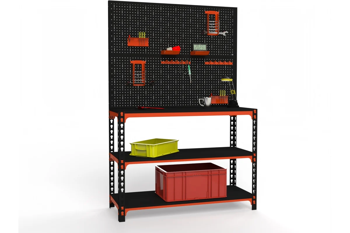 Изображение товара Стол-верстак Metalex 111157 950x1300x600 мм с аксессуарами и перфопанелью