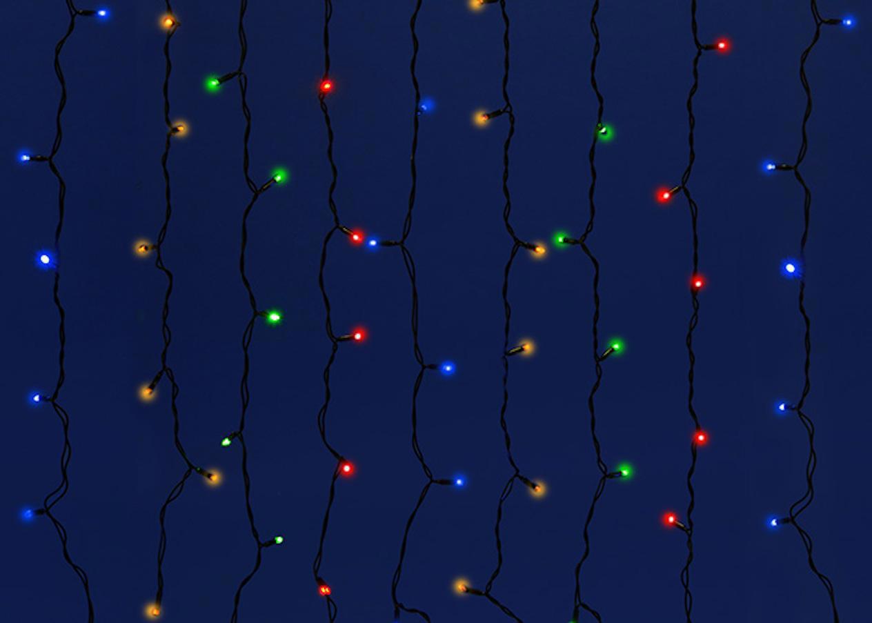 Изображение товара Электрогирлянда уличная Uniel занавес 3x2м 240 ламп разноцветный свет