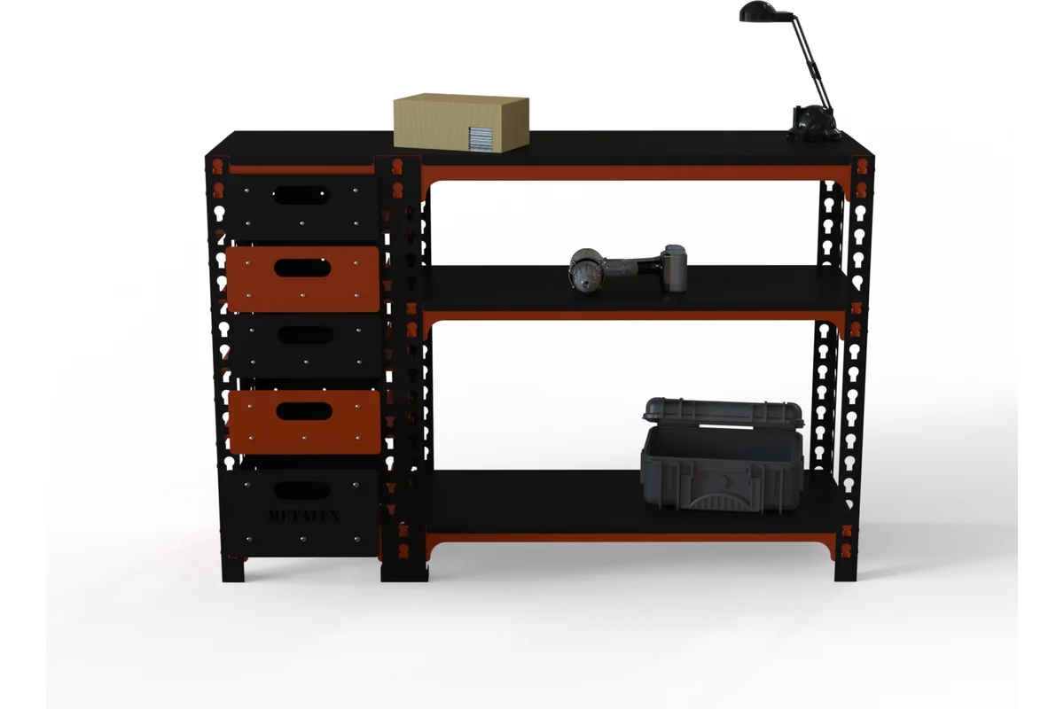 Изображение товара Стол-верстак c одной тумбой Metalex 111171 950x1000x600 мм, максимальная нагрузка до 260 кг