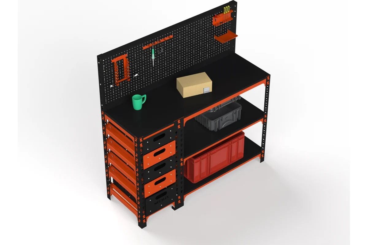 Изображение товара Стол-верстак METALex с тумбой и аксессуарами 1400x500 мм Россия