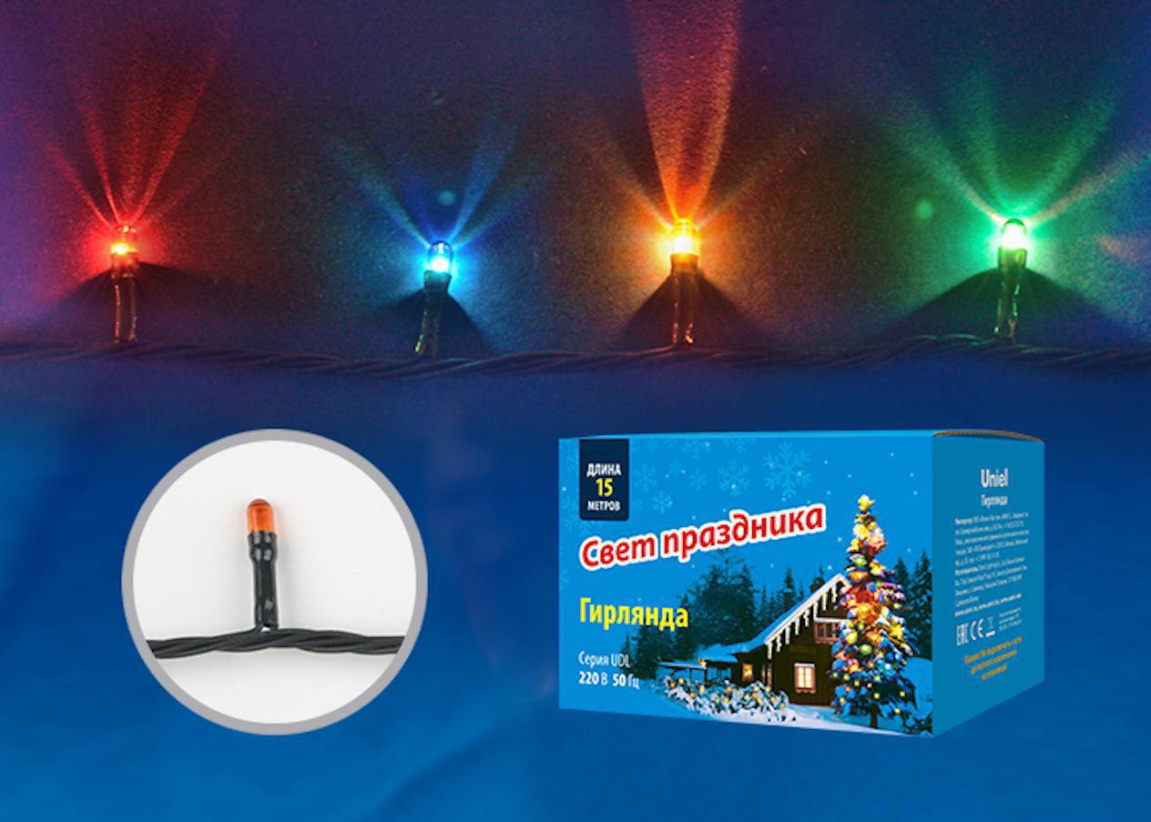 Изображение товара Электрогирлянда Uniel Нить 15м 300 ламп разноцветная