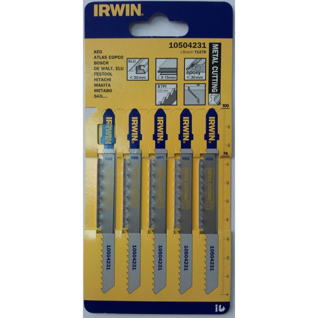 Изображение товара Пилка для лобзика по стали Irwin T127D 10504231, быстрый рез 5 шт