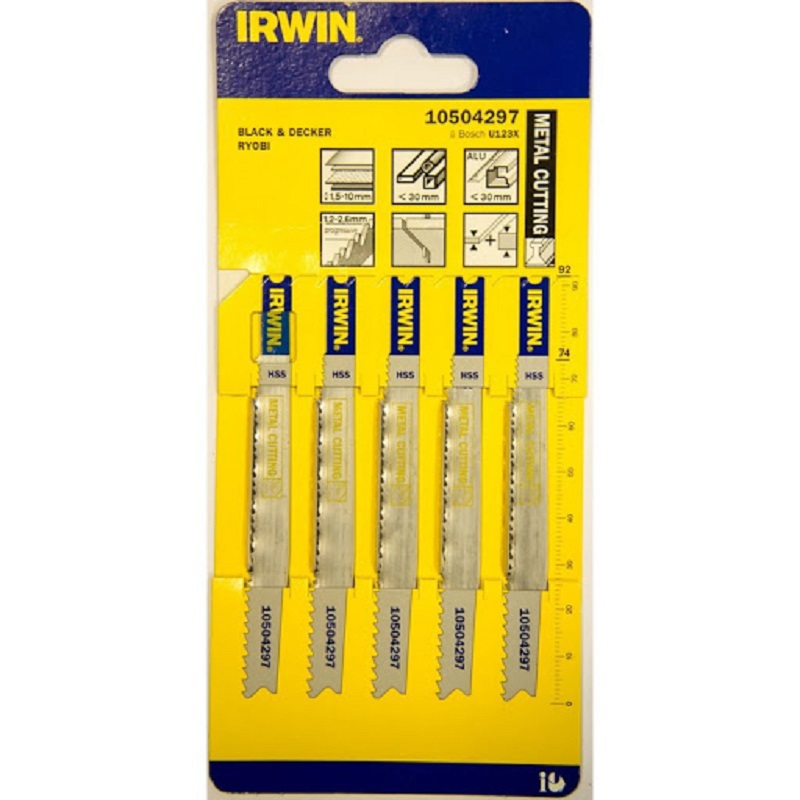 Изображение товара Пилка для лобзика по стали Irwin U123X 10504297, быстрый рез, 5 шт