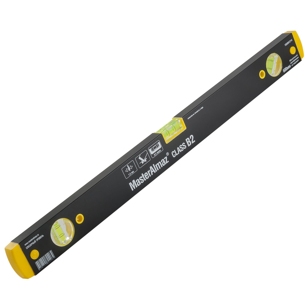 Изображение товара Уровень пузырьковый Masteralmaz 105091214 600 мм 3 глазка для строительных работ