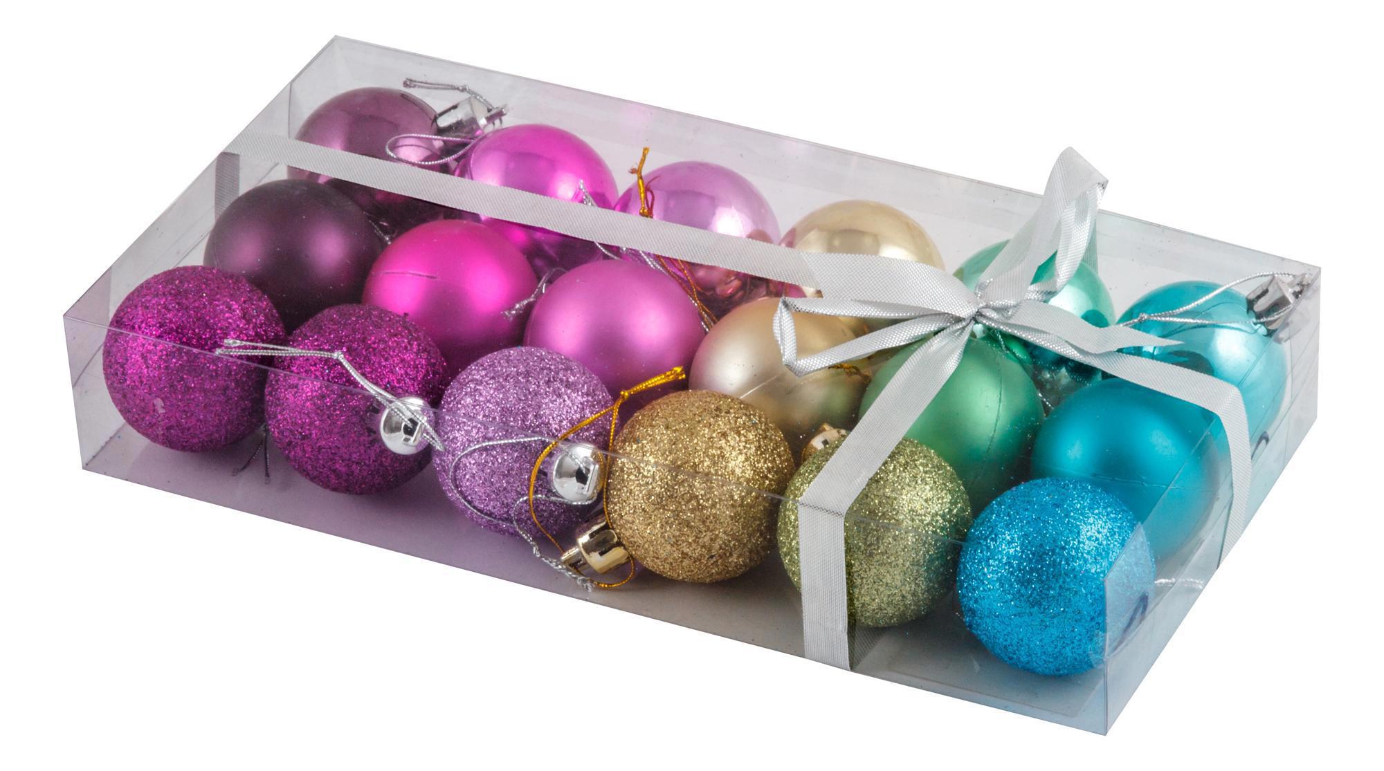 Изображение товара Набор елочных шаров Волшебная страна 001332 18 шт пластиковые разноцветные диаметр 4 см