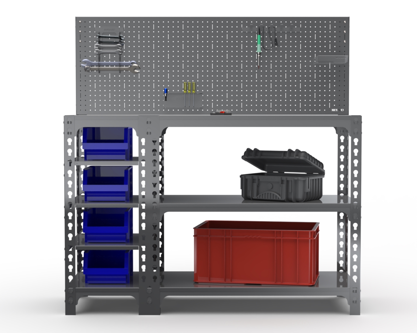 Изображение товара Стол-верстак Metalex 111658 1600x400 мм, нагрузка 260 кг, комплект аксессуаров