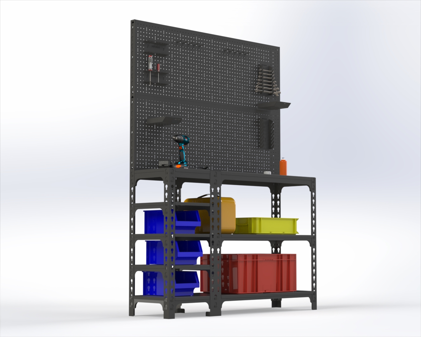 Изображение товара Стол-верстак Metalex 111684 1500x400 мм с перфорацией и аксессуарами