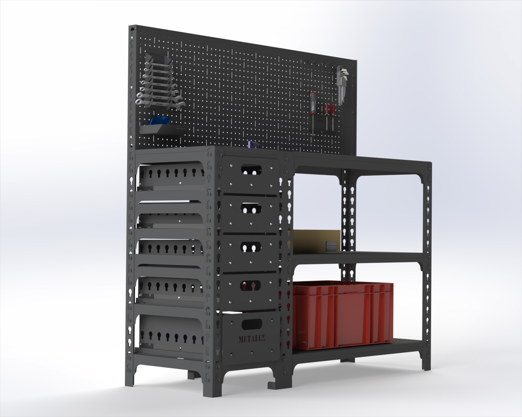 Изображение товара Стол-верстак Metalex 111828 с тумбой и аксессуарами 1400х400х950 мм