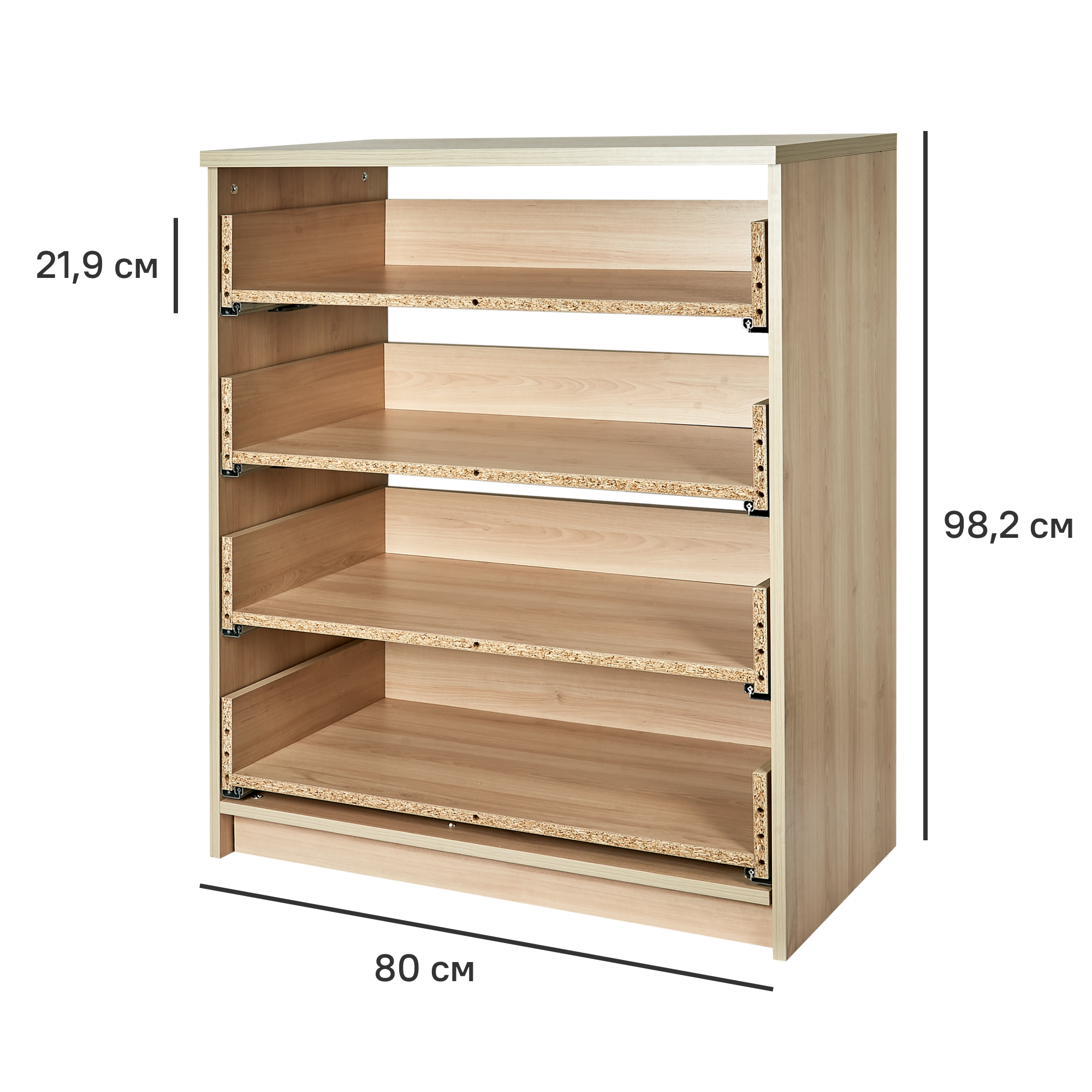 Каркас комода 4 ящика 80x99x44.3 см ЛДСП цвет дуб комано - 6