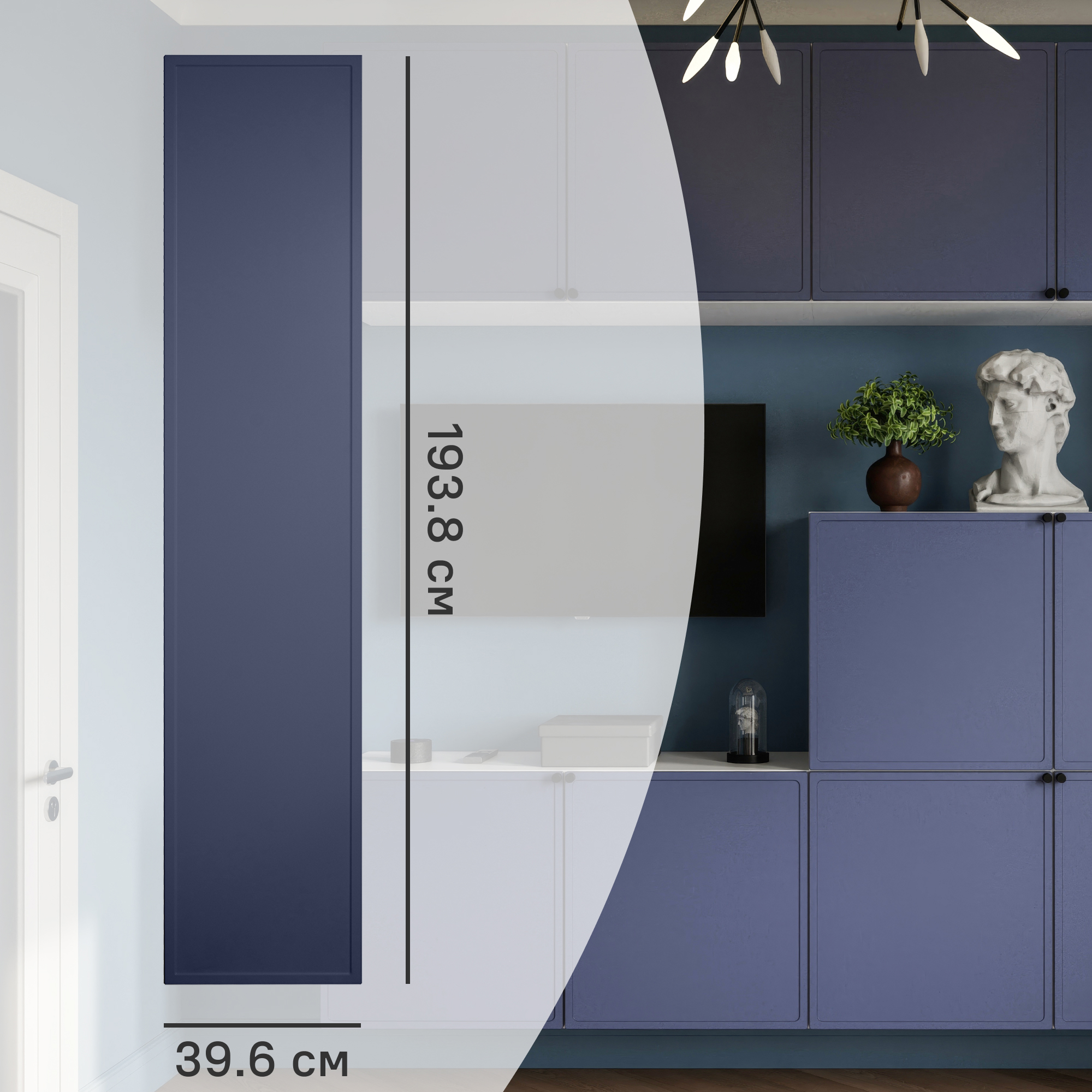 Изображение товара Дверь для шкафа Лион Амьен 39.6x193.8 см МДФ индиго