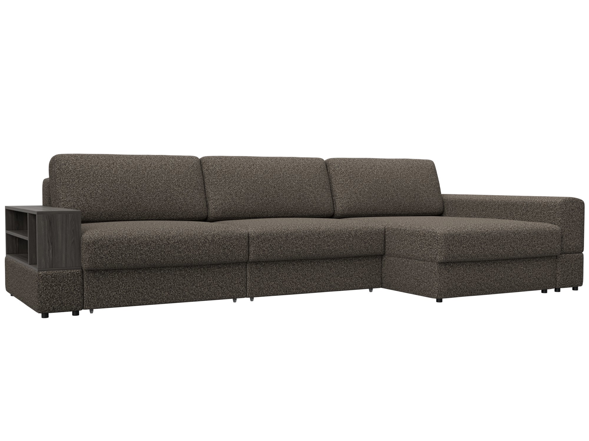 Изображение товара Диван раскладной Лига диванов Диван угловой с полкой Лига-055 НПБ Лонг угол универсальный 345x92x160 см велюр цвет ness 07 коричневый