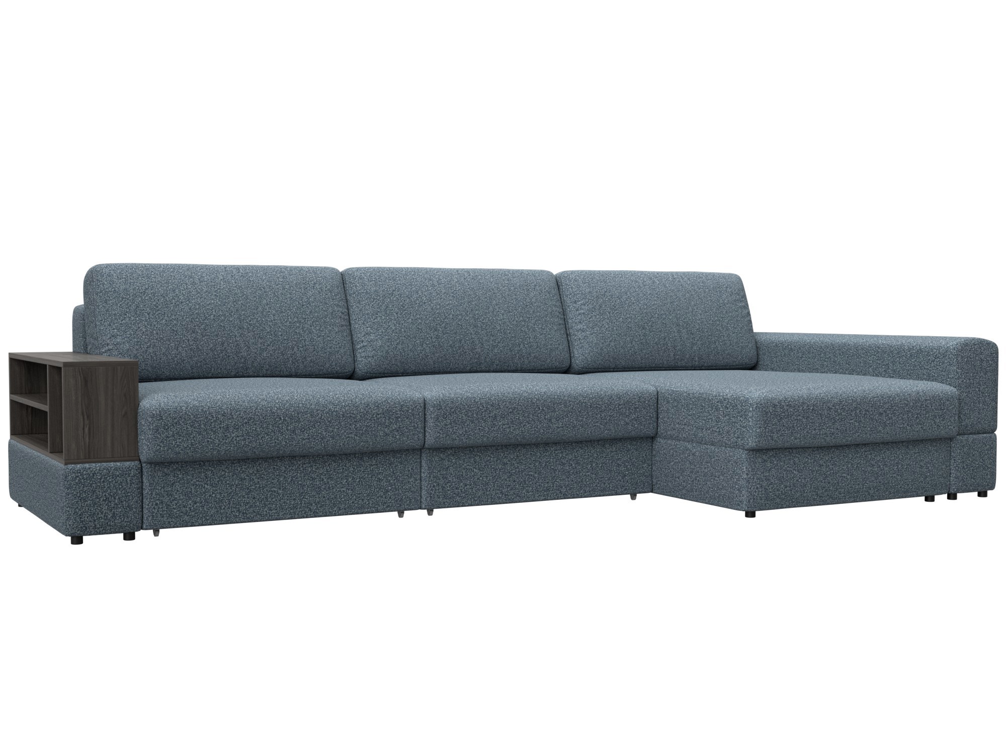 Изображение товара Диван раскладной Лига диванов Диван угловой с полкой Лига-055 НПБ Лонг угол универсальный 345x92x160 см велюр цвет ness 12 серый