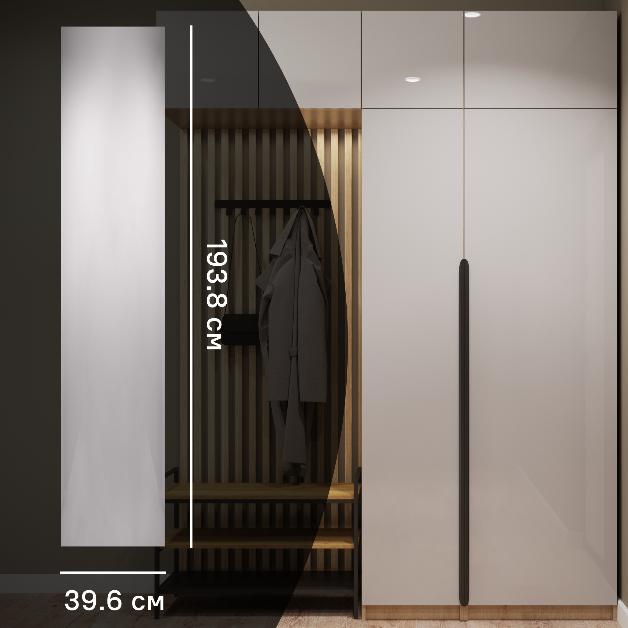 Изображение товара Дверь для шкафа Лион 39.6х193.8 см ЛДСП серый глянец Вращающаяся