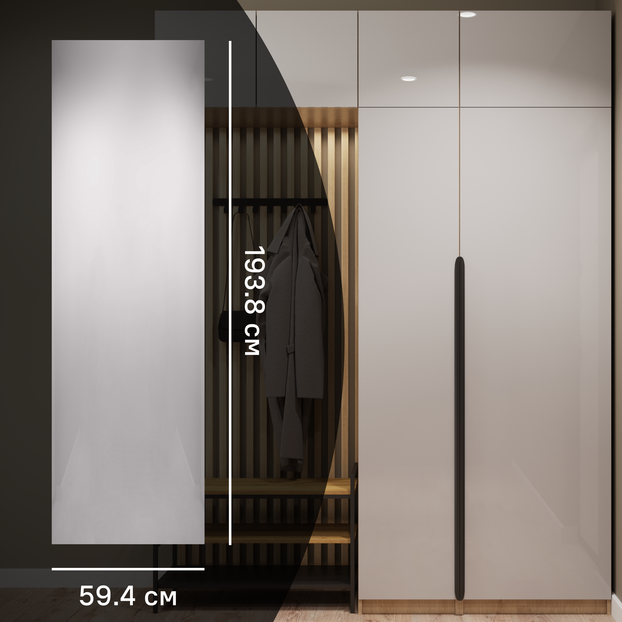 Изображение товара Дверь для шкафа Лион 59.4x193.8 см серый глянец из ЛДСП Россия