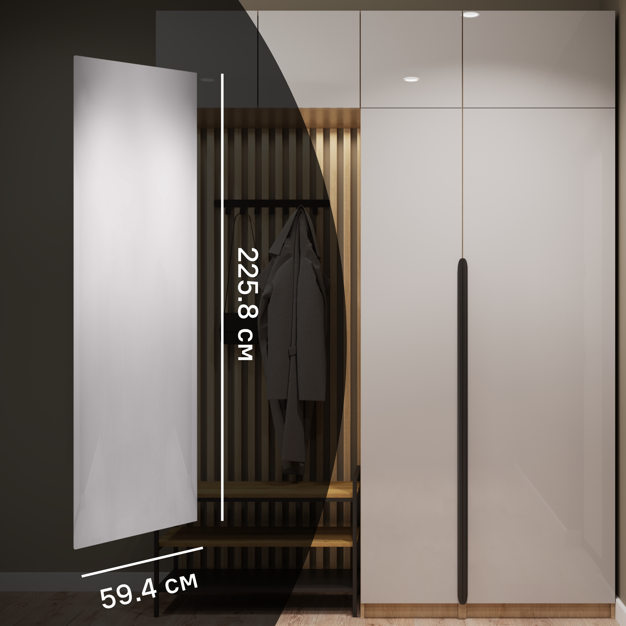 Изображение товара Дверь для шкафа Лион 59.4x225.8 см ЛДСП серый глянец вращающаяся