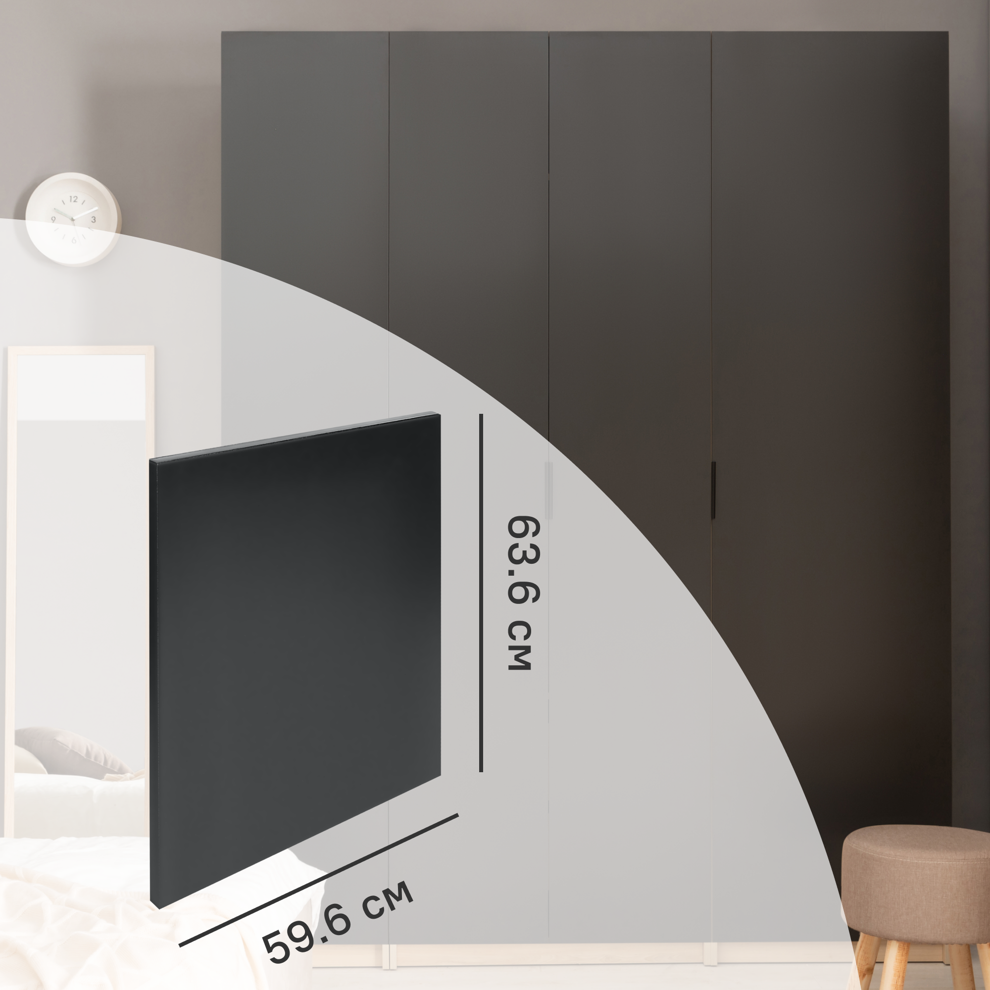 Изображение товара Дверь для шкафа Лион 59.6x63.6 см ЛДСП графит матовая