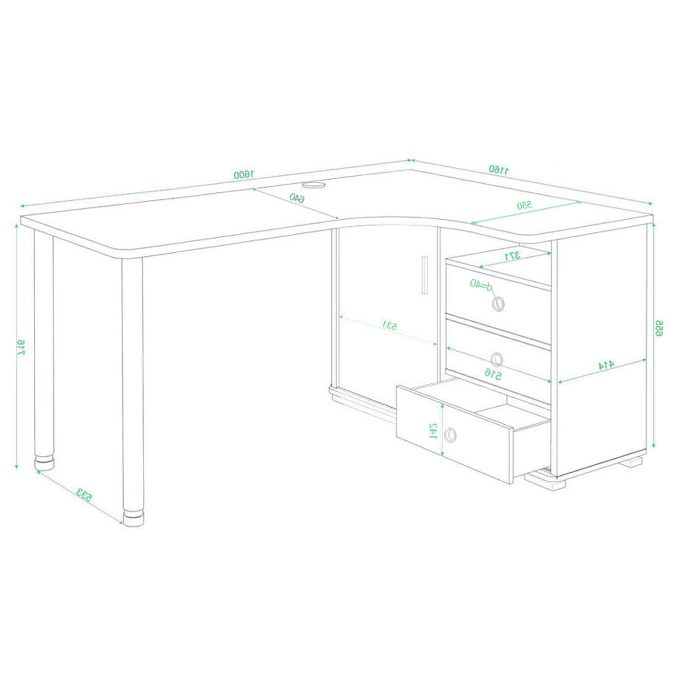 Изображение товара Стол Мэрдэс СР-165СМ ВКВ-ПРАВ из ЛДСП цвета венге и карамель 116x75x160 см