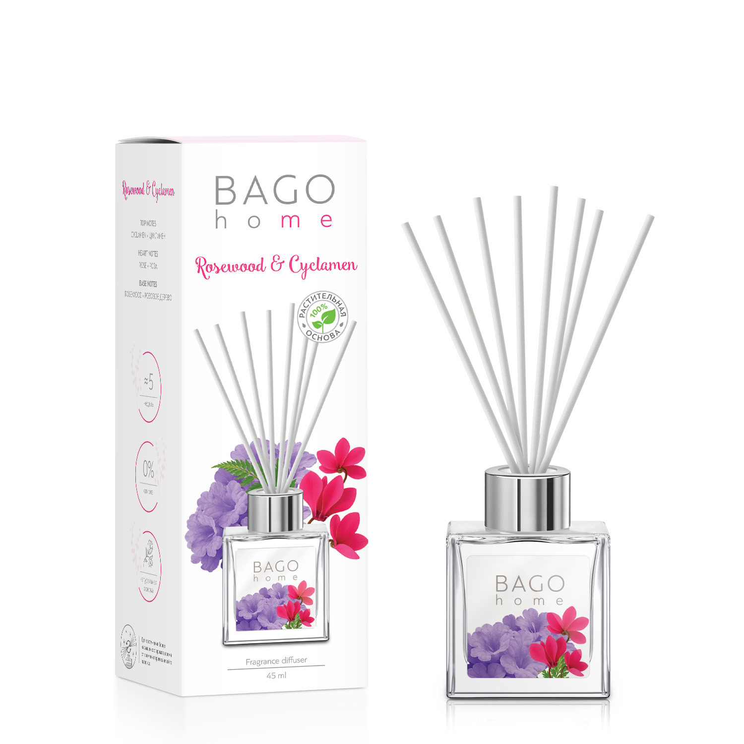 Изображение товара Диффузор Bago Home Розовое дерево и цикламен 45 мл