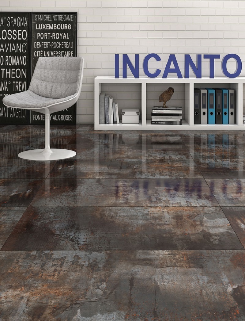 Изображение товара Керамогранит LDECOR Incanto Blue 60x120 см с абстрактным рисунком серо-синий эффект