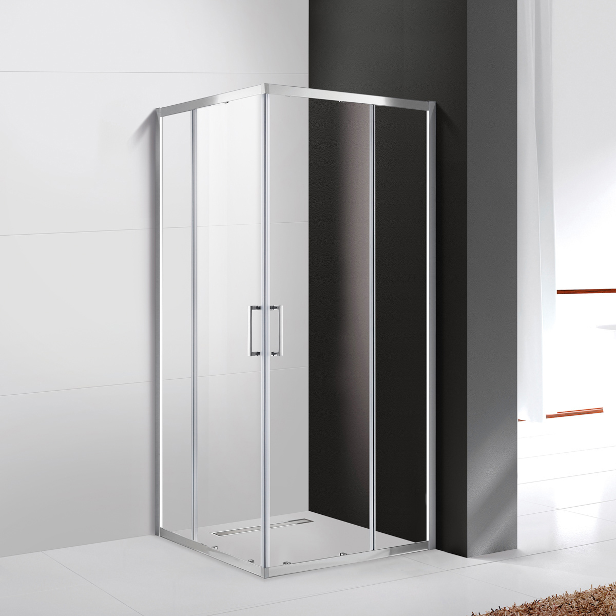 Изображение товара Душевой уголок Cezares MOMENTO-A-2-80-C-Cr прямой 80x80см хромированный профиль эффект стекла прозрачный