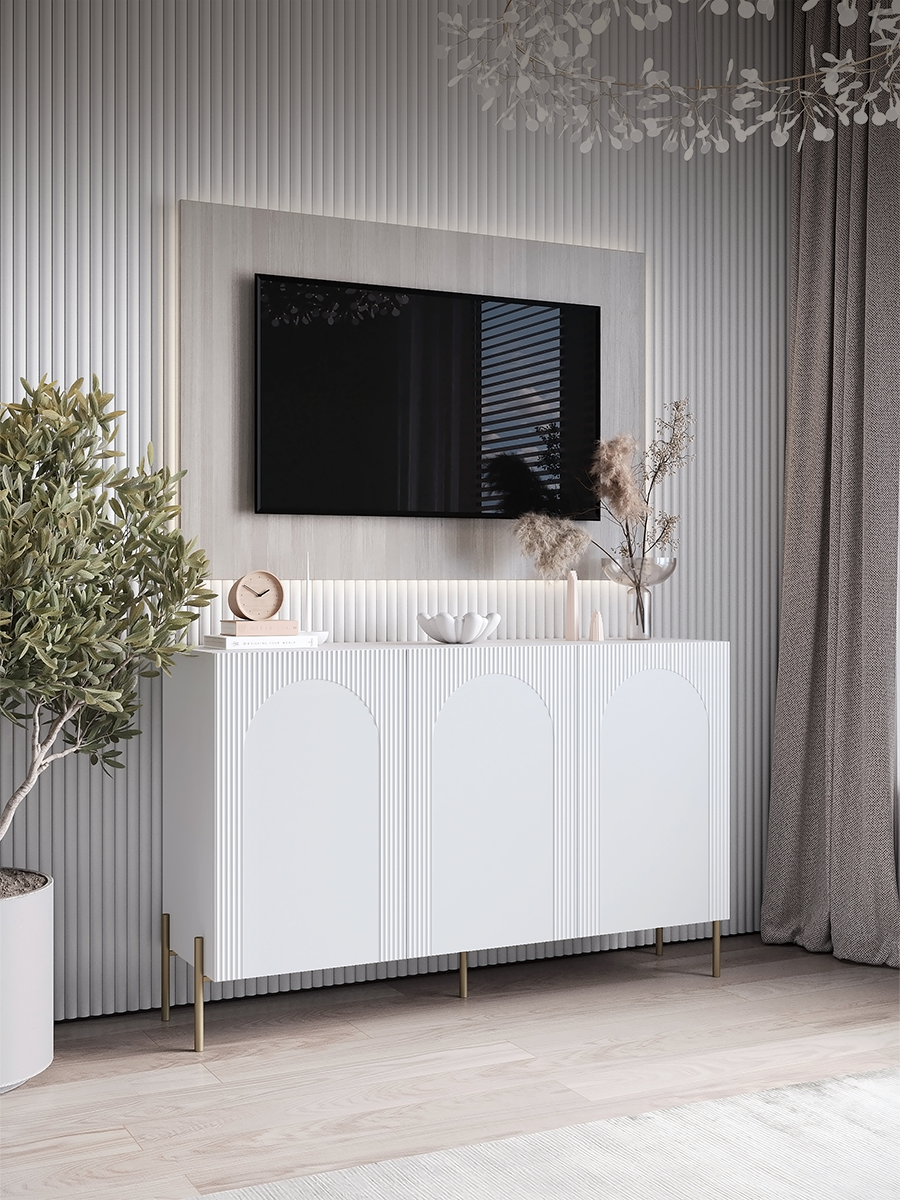 Изображение товара Современный белоснежный комод Puzzlemebel Хюгге/Альпина 140 см для спальни и гостиной