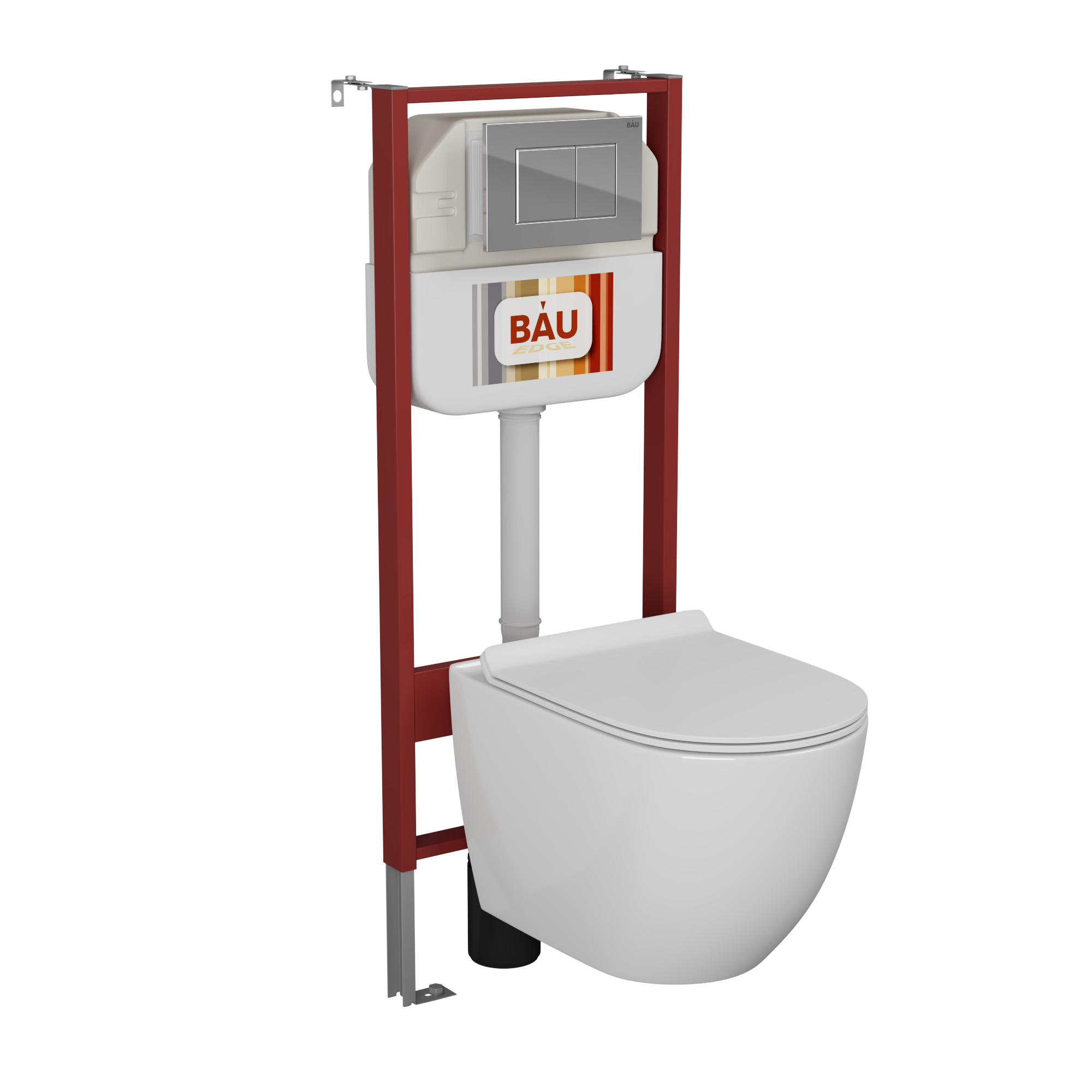 Изображение товара Комплект инсталляции Bauedge Stil2 6 в 1 и безободковый унитаз Bau Hurricane