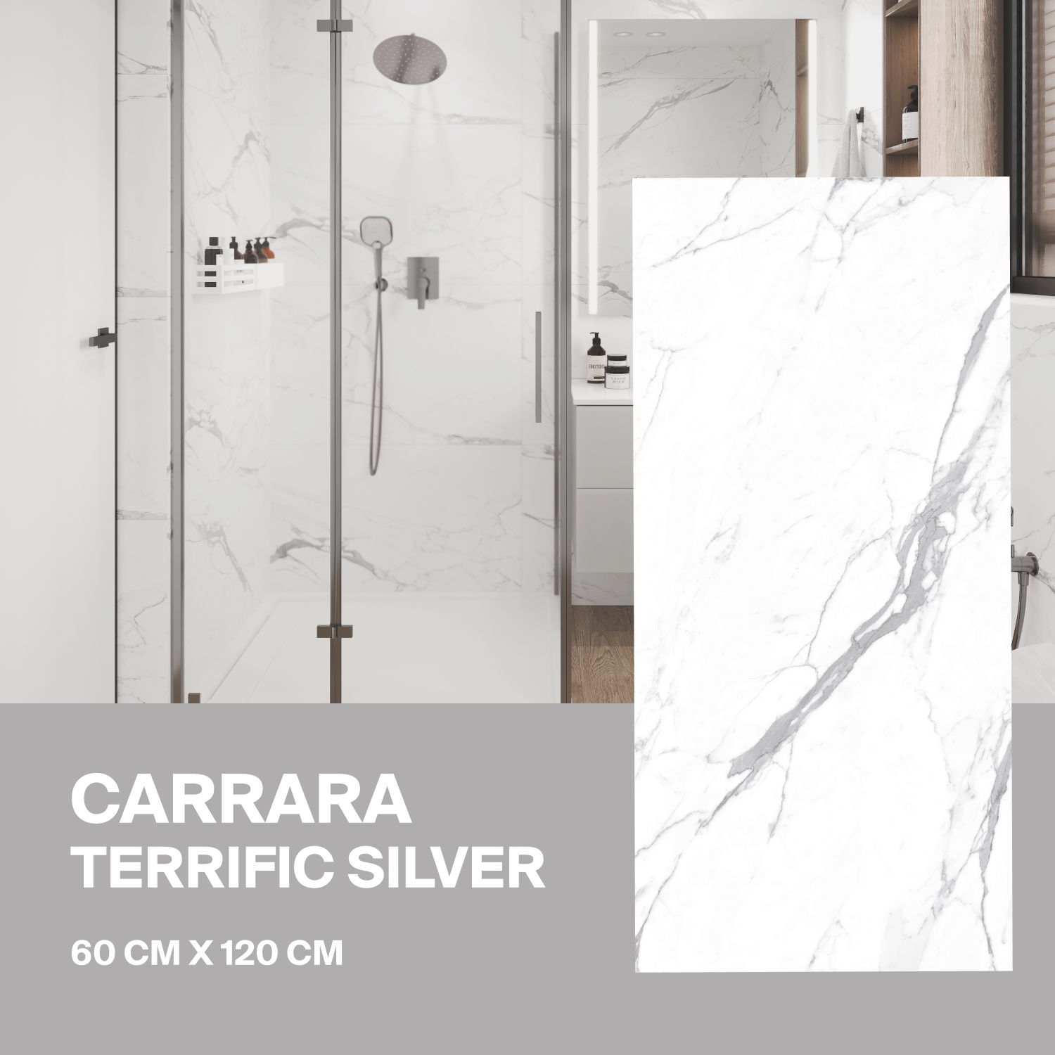 Изображение товара Керамогранит Ceradim Carrara 60x120 бежевый мраморный матовый