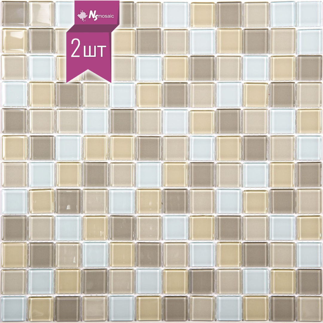 Изображение товара Декоративная стеклянная мозаика NSMOSAIC 31.8x31.8 см бежевый для внутренней и внешней отделки