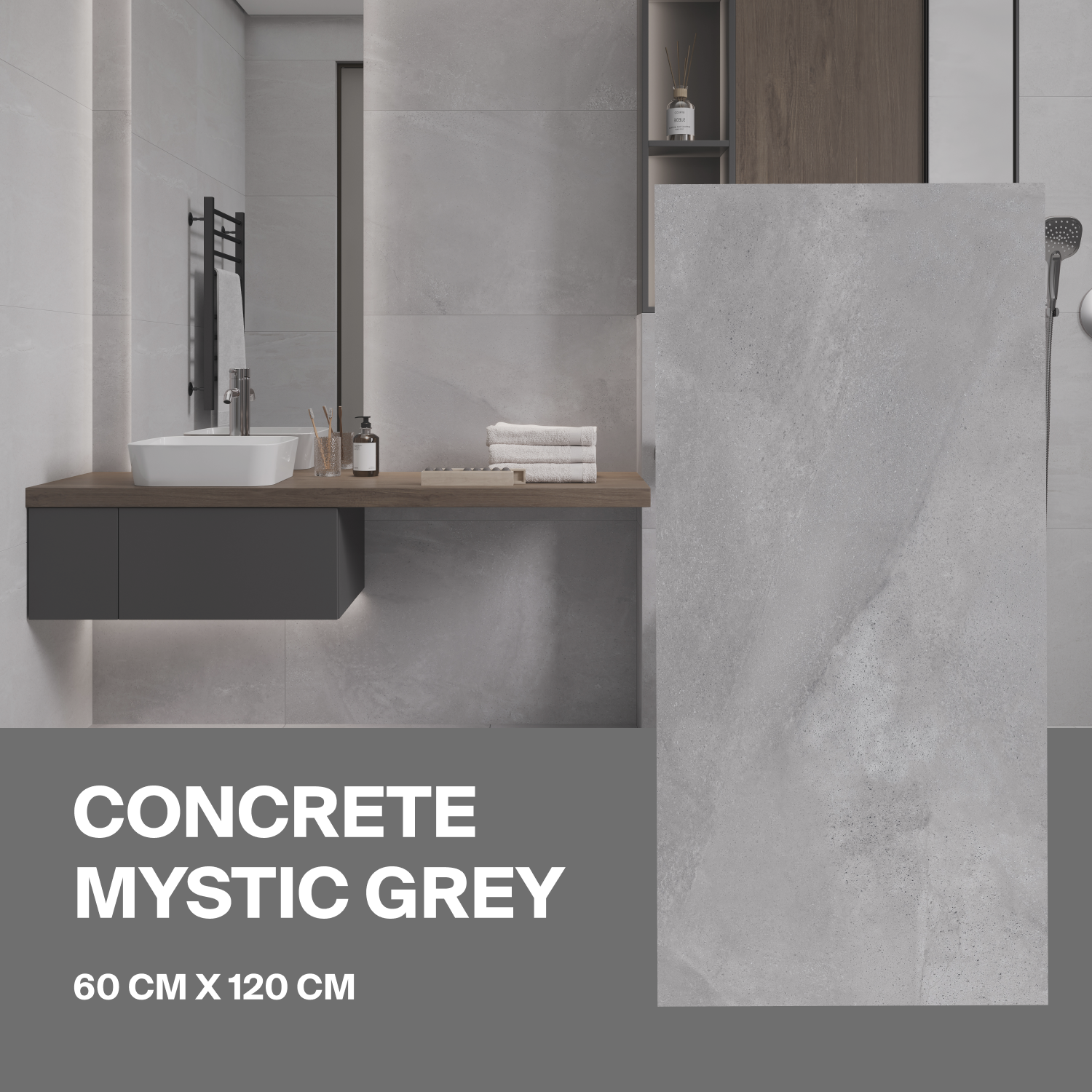 Изображение товара Керамогранит Ceradim Concrete 60x120 см серый матовый для пола и стен