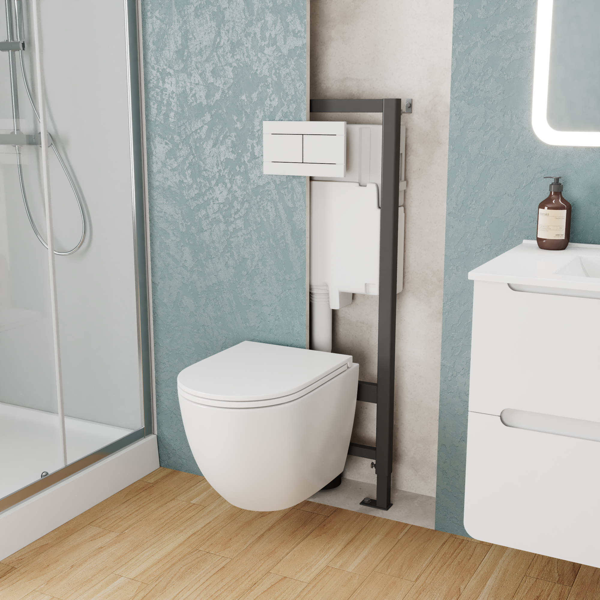 Изображение товара Комплект инсталляция с унитазом Greenstone GRS-SET-17 цвет белый