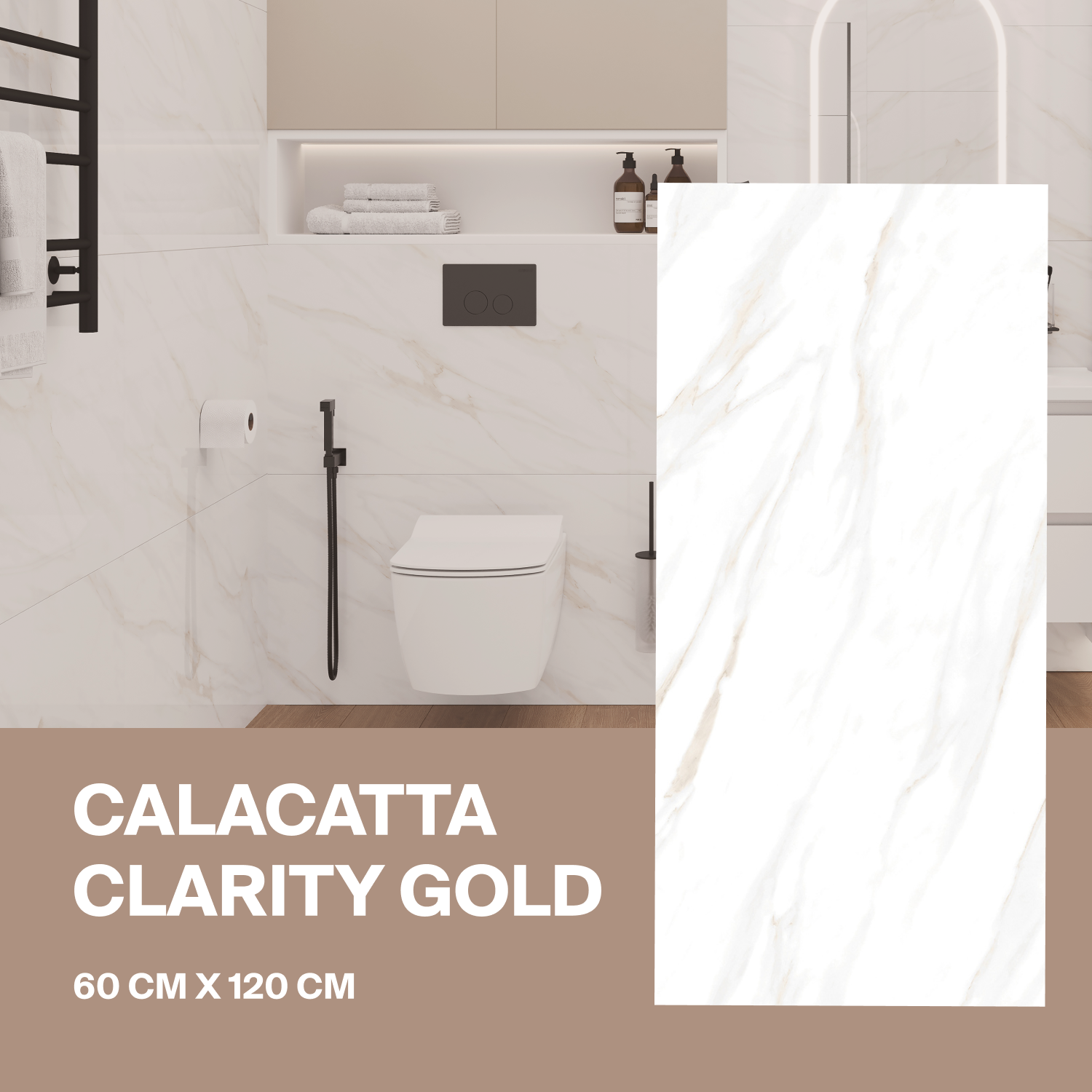Изображение товара Керамогранит Ceradim Calacatta Clarity Gold 120x60 см белый полированный эффект мрамор