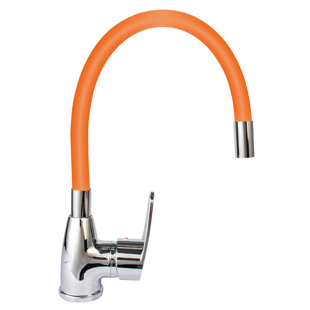 Изображение товара Гибкий однорычажный кухонный смеситель Roegen RG014O оранжевый с аэратором 24 см