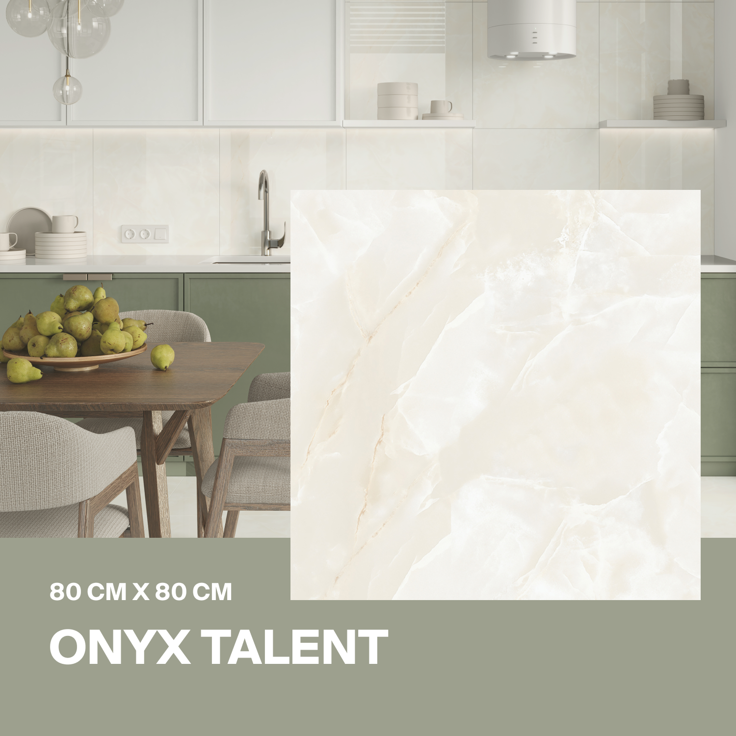 Изображение товара Керамогранит Ceradim Onyx 80x80 см бежевый полированный для интерьера и влажных помещений
