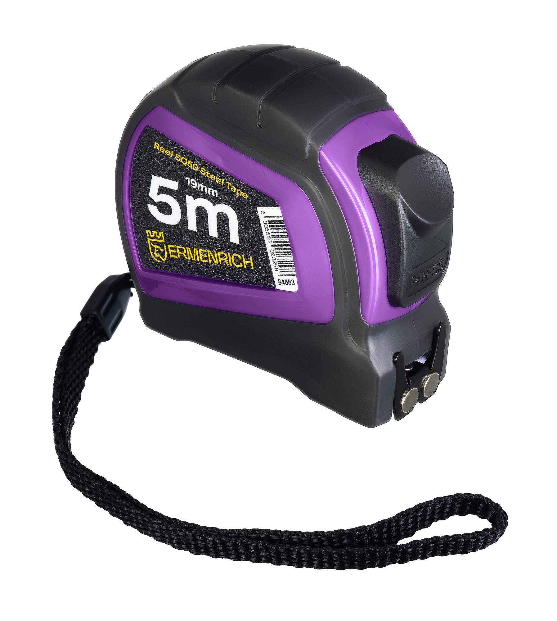 Изображение товара Рулетка Ermenrich SQ50 двухсторонняя магнитная длиной 5 м, ширина 19 мм, ударопрочная