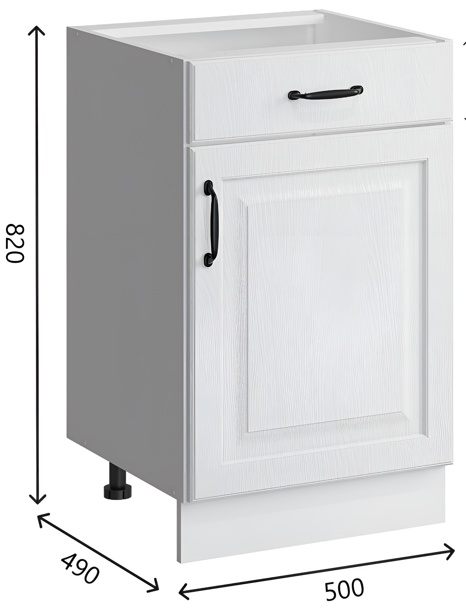 Изображение товара Напольный шкаф с 1 ящиком Bvmebel Romeo 50x82x47 см фасад МДФ цвет белый дуб