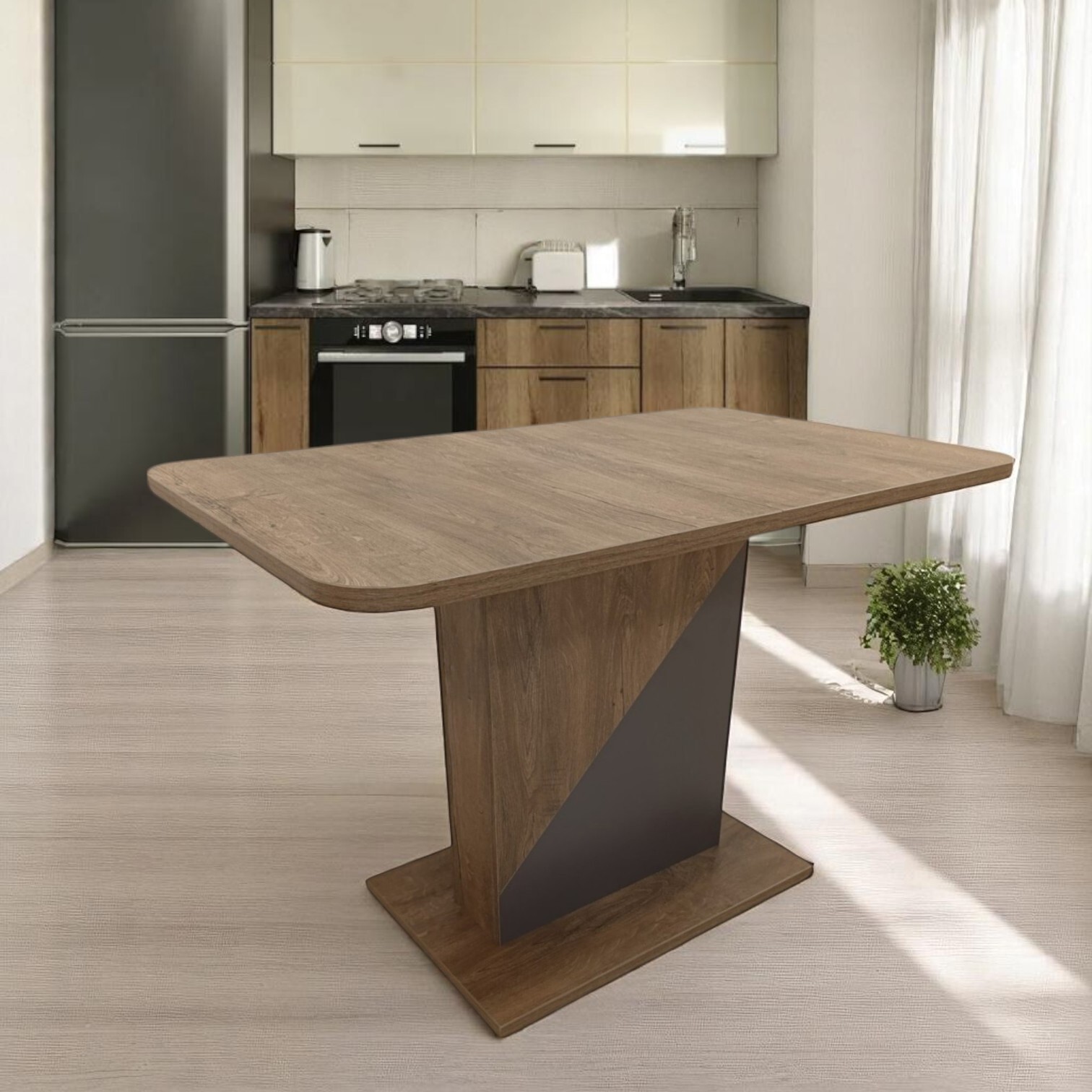 Изображение товара Стол прямоугольный Терминал Accent раздвижной 110x68.6 см ЛДСП цвет дуб коричневый табак/серый