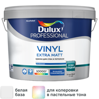 Изображение товара Краска для стен Dulux Professional Vinyl Extra Matt моющаяся глубокоматовая цвет белый база BW 9л