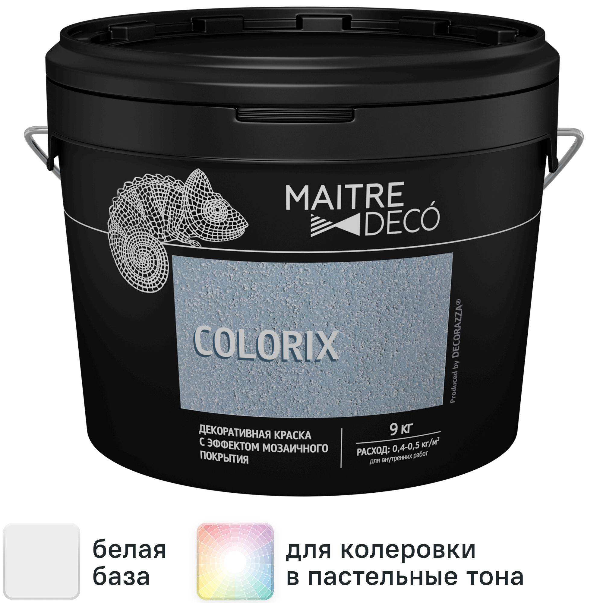 Изображение товара Декоративная краска Maitre Deco Colorix с эффектом мозаичного покрытия 9 кг Изображение товара Декоративная краска Maitre Deco Colorix с эффектом мозаичного покрытия 9 кг