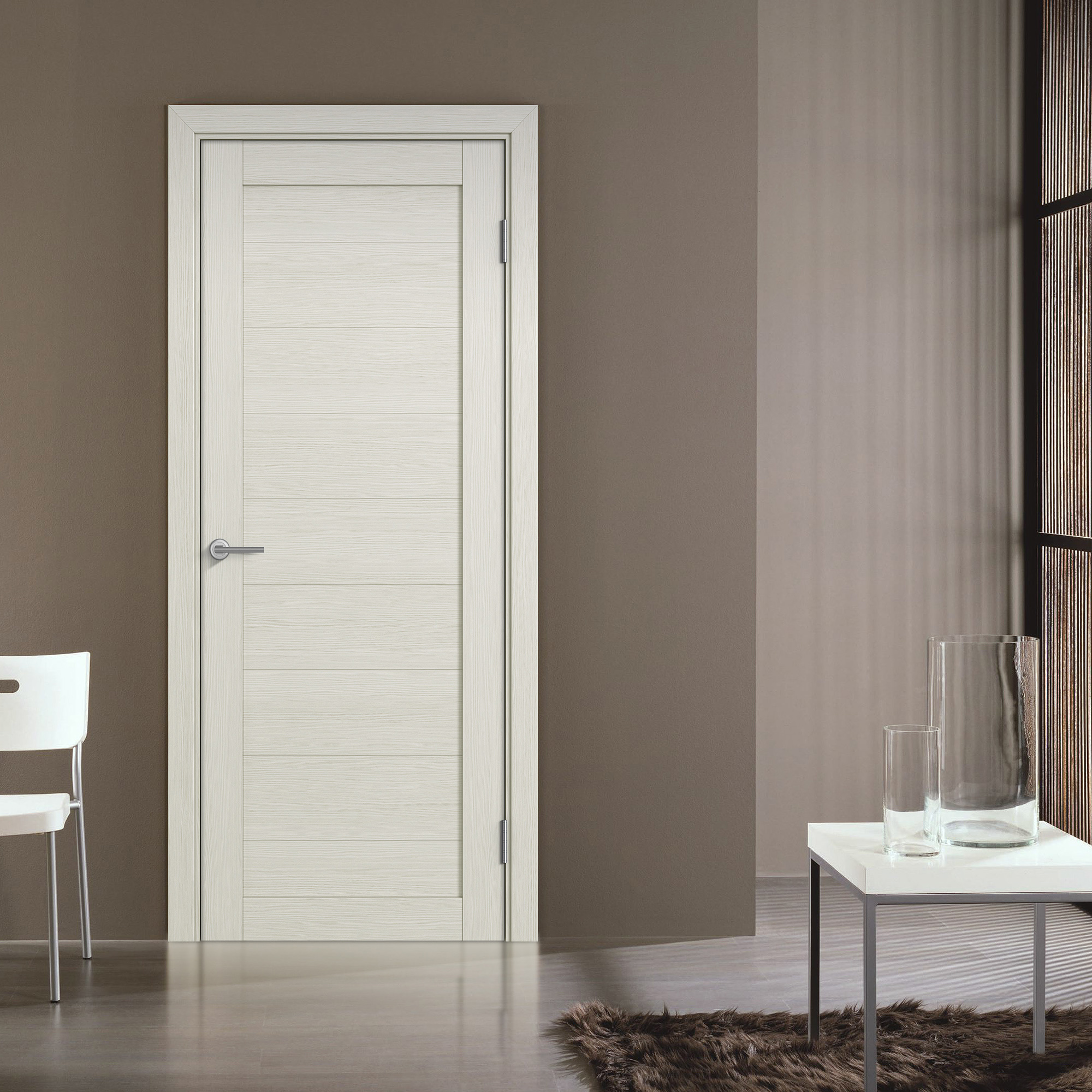 Изображение товара Дверь межкомнатная Бизнес парк Profile 4 глухая 70x200см ПВХ цвет лиственница белая без замка и петель