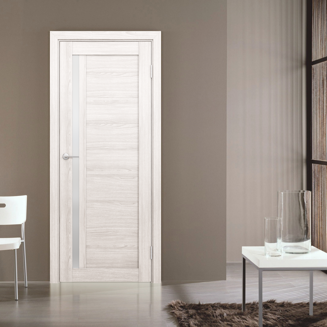 Изображение товара Дверь межкомнатная Бизнес парк Profile 8 остеклённая 80x200см ПВХ цвет ясень ривьера айс без замка и петель