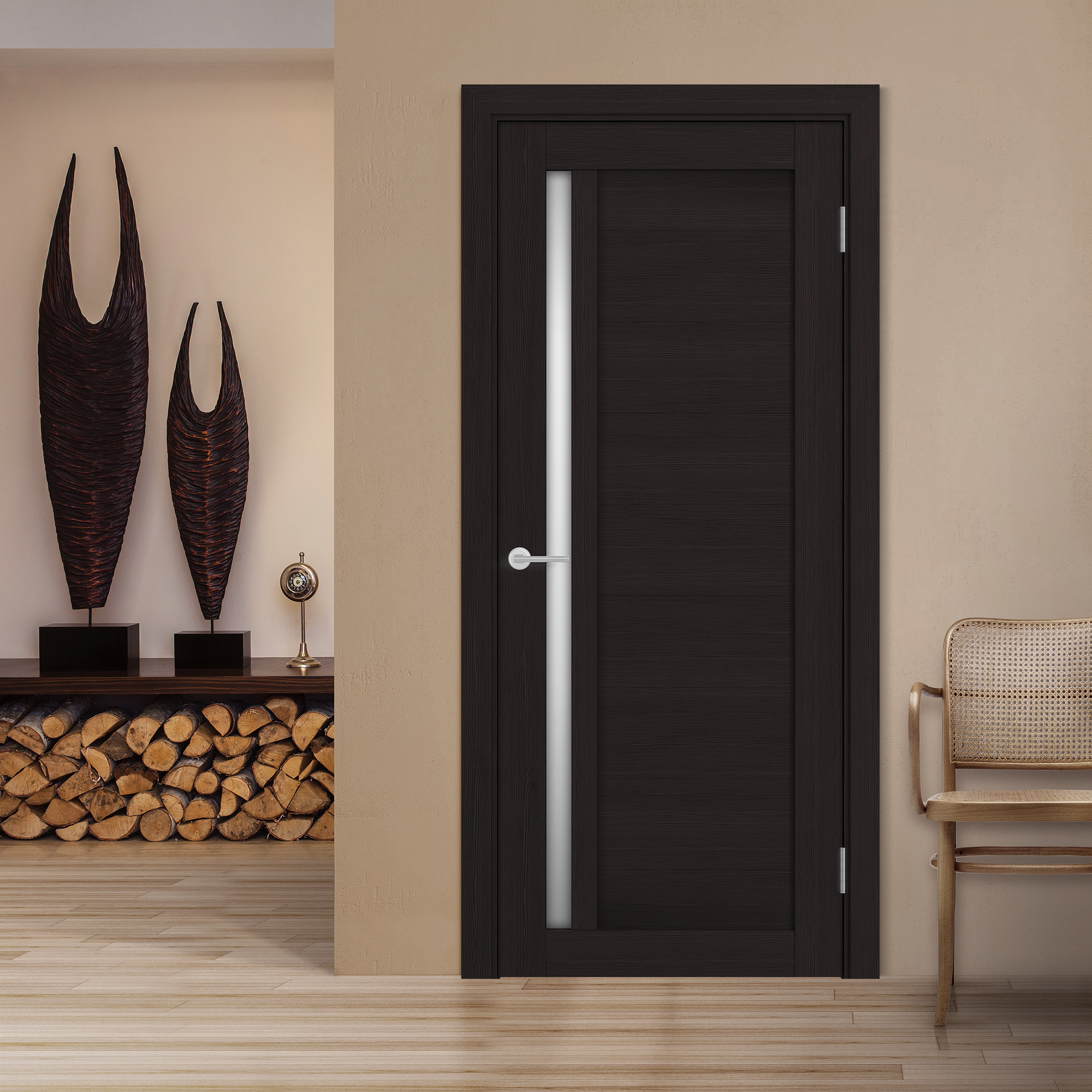 Изображение товара Дверь межкомнатная Бизнес парк Profile 8 остеклённая 70x200см ПВХ цвет лиственница темная без замка и петель