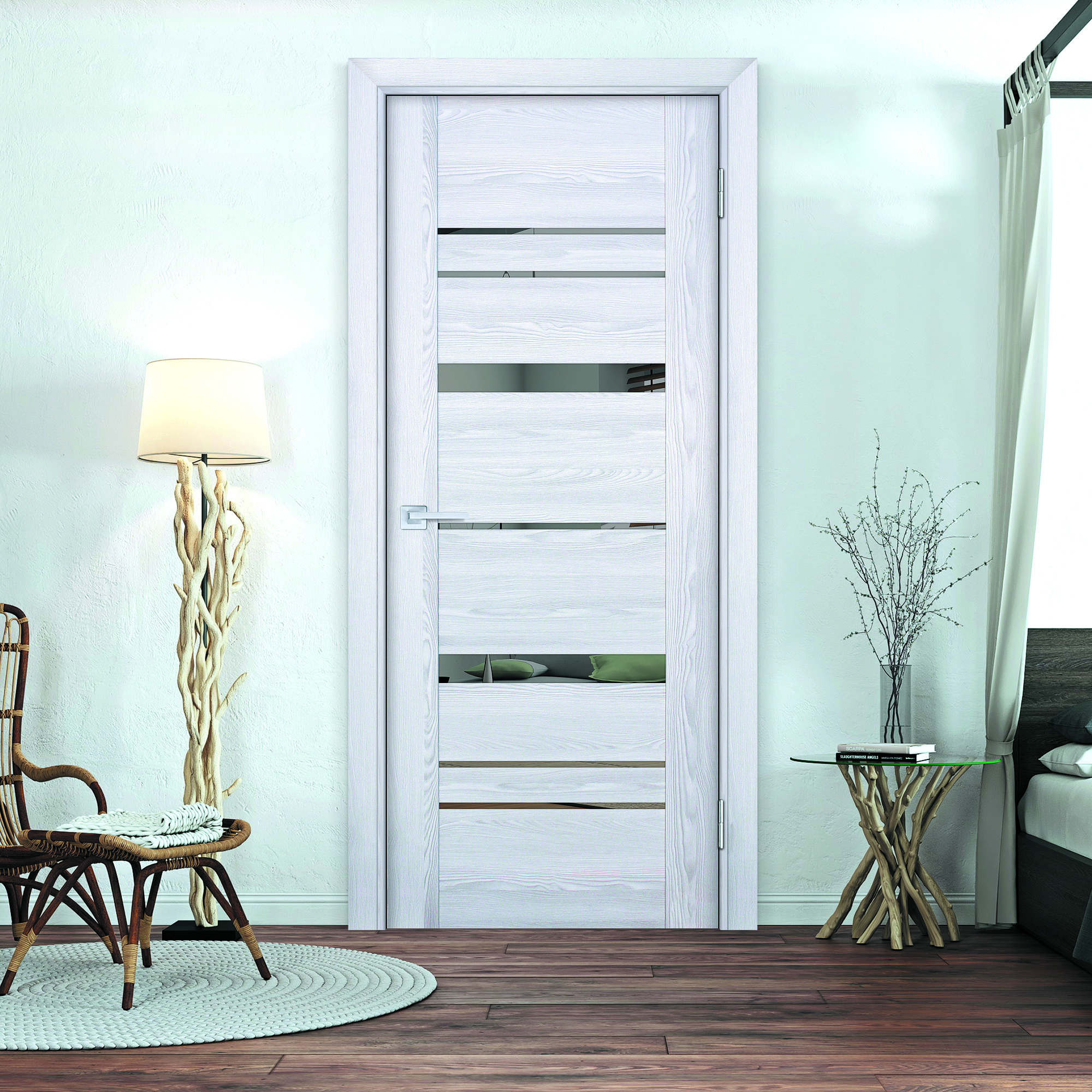 Изображение товара Дверь межкомнатная Бизнес парк Crystal 10 остеклённая 70x200см ПВХ цвет ясень ривьера айс без замка и петель