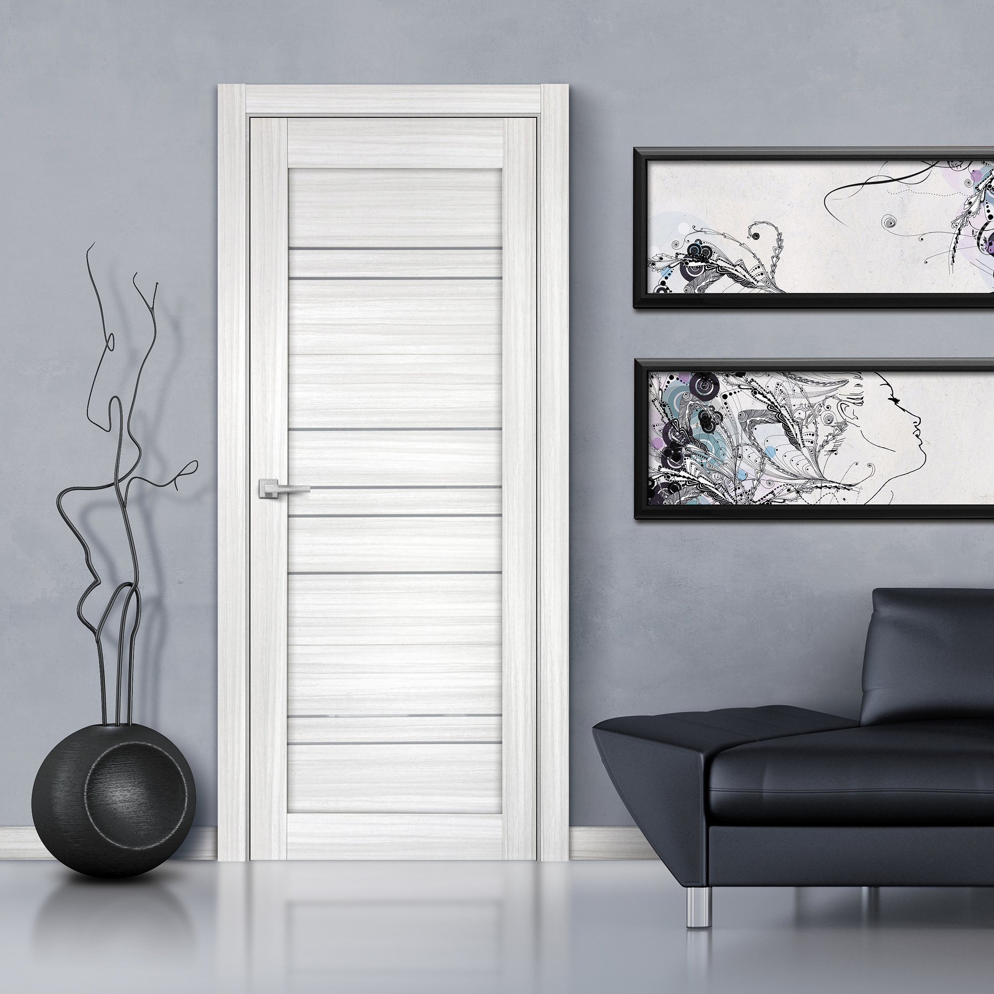 Изображение товара Дверь межкомнатная Бизнес парк Crystal 61 остеклённая 60x200см ПВХ цвет сандал белый без замка и петель