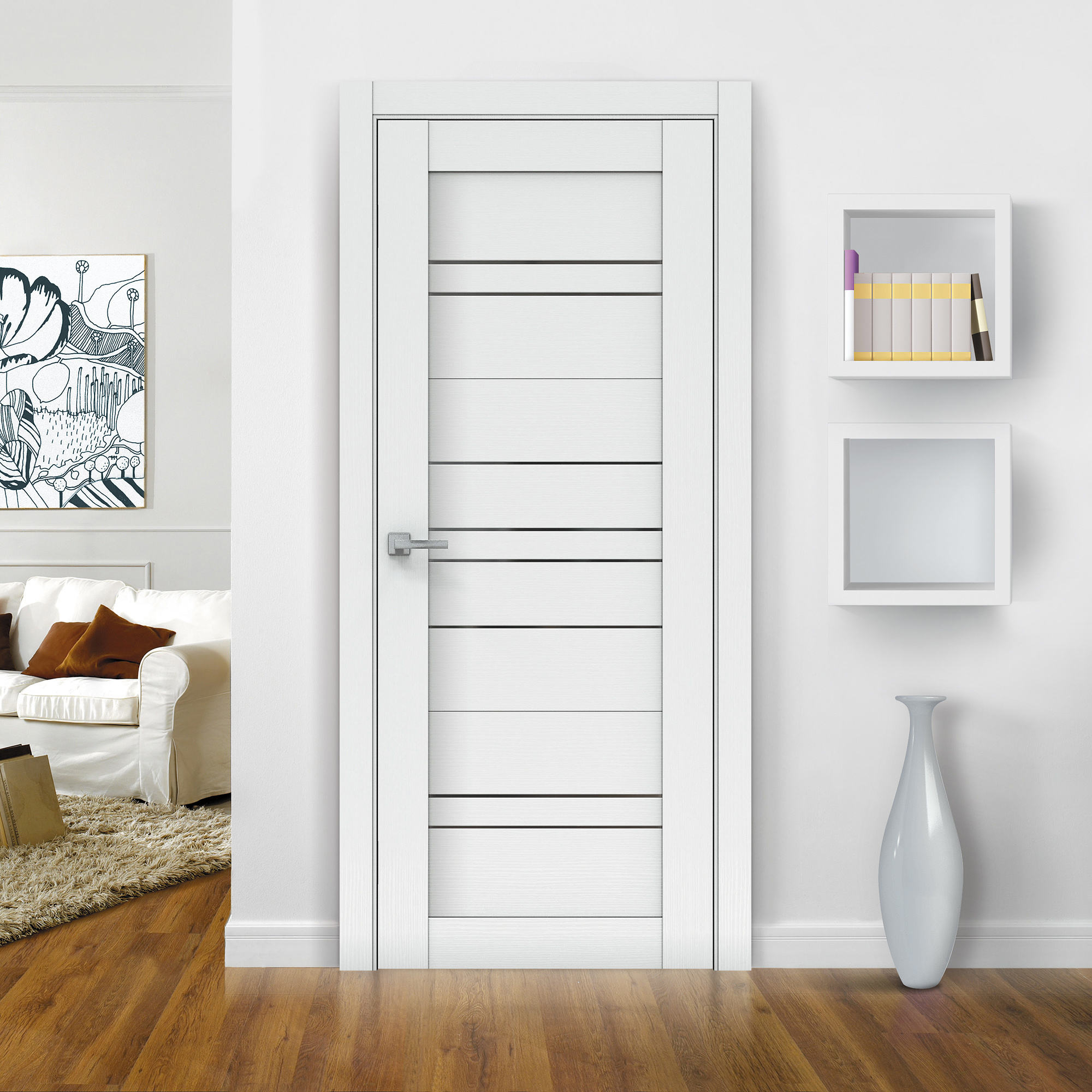 Изображение товара Дверь межкомнатная Бизнес парк Crystal 61 остеклённая 70x200см ПВХ цвет арктик без замка и петель